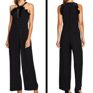 Cece wide leg jumpsuit with velvet now detail